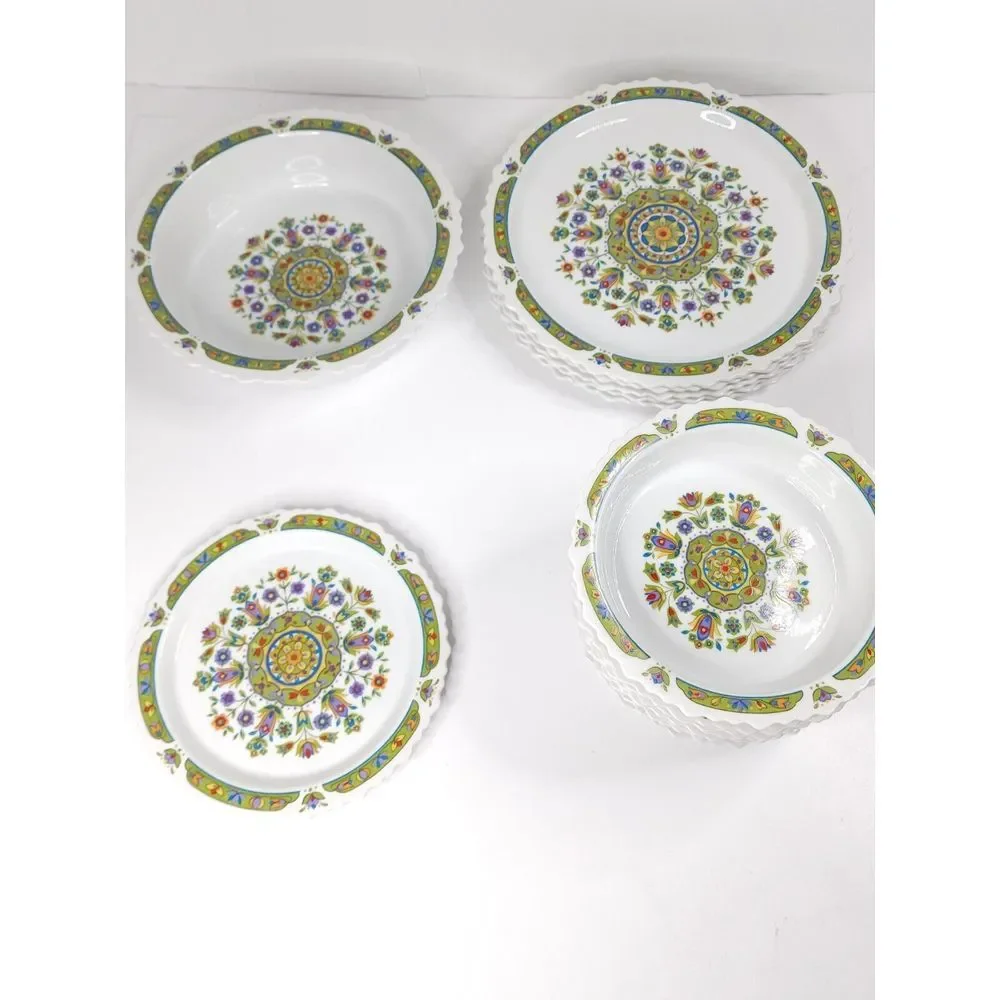 Vintage One World Sango Japan Hellespont‎ 8001 Plates Big Bowl Salad Plate Bowls